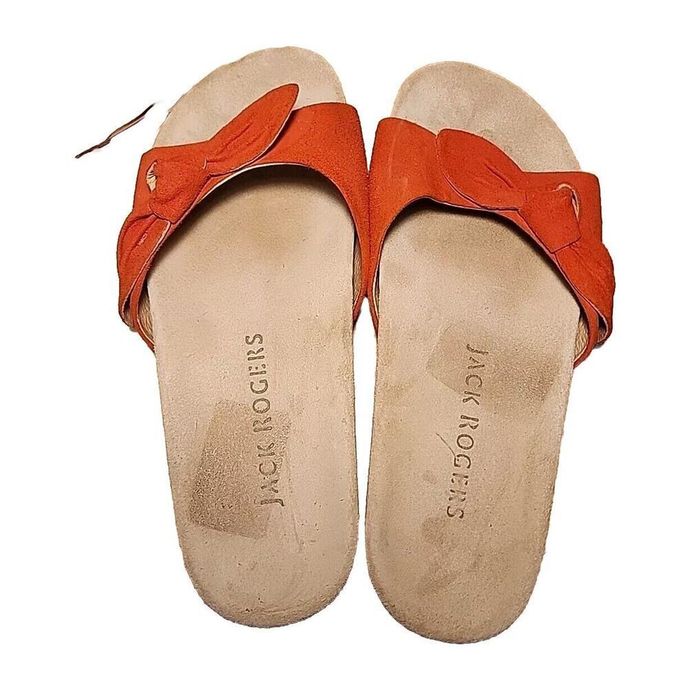 Jack Rogers Orange Suede Flat Sandals Size 7.5 Very Little Wear - Picture 5 of 6